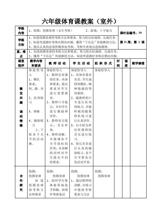 投掷：投掷垒球(女生考核