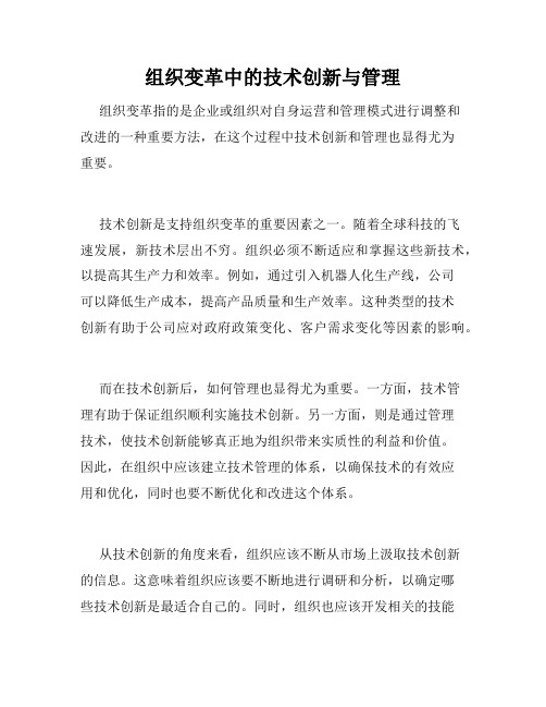 组织变革中的技术创新与管理