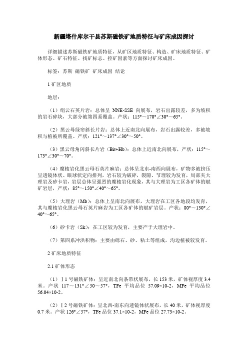 新疆塔什库尔干县苏斯磁铁矿地质特征与矿床成因探讨