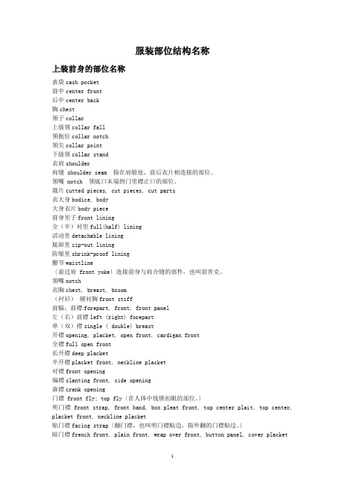 (服装企业管理)服装部位