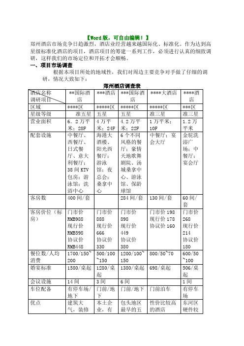 某酒店投资预算回报分析及项目运营思路范本