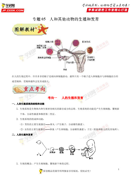 专题05 人和其他动物的生殖和发育-备战中考河南生物识图题之专项提分(解析版)