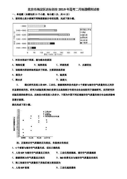 北京市海淀区达标名校2019年高考二月地理模拟试卷含解析