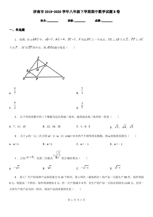 济南市2019-2020学年八年级下学期期中数学试题B卷