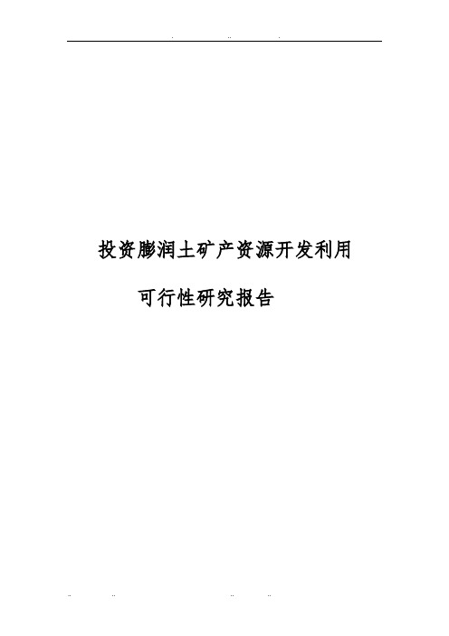 投资膨润土矿产资源开发利用项目可行性实施计划书