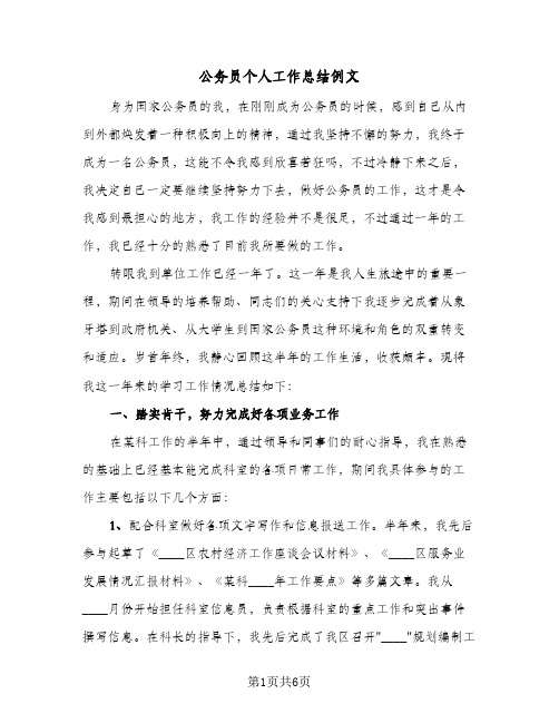 公务员个人工作总结例文(二篇)