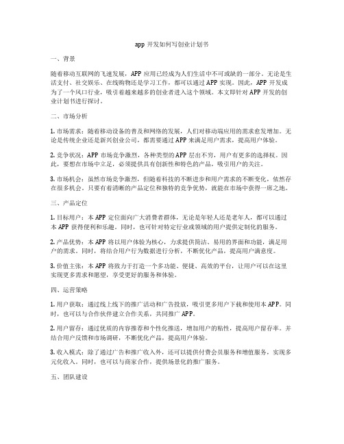 app开发如何写创业计划书