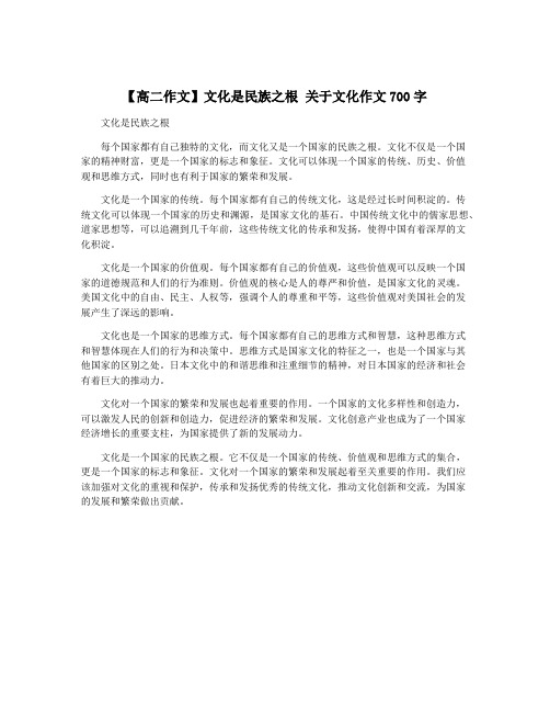 【高二作文】文化是民族之根 关于文化作文700字