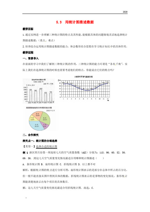 2020年秋七年级数学上册 5.3 用统计图描述数据教案2 (新版)沪科版