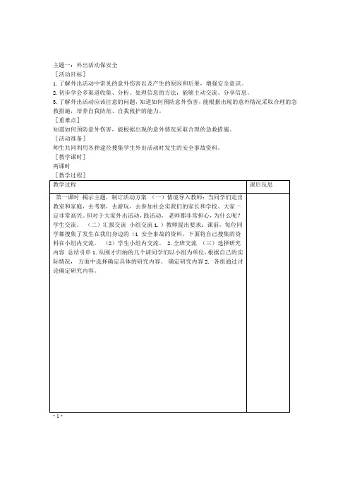 (完整版)教科版小学四年级下册综合实践活动教案