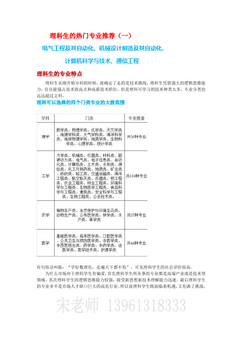 江苏省高考志愿---理科生热门专业推荐1
