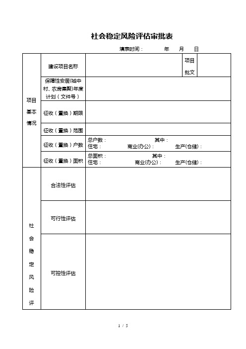 社会稳定风险评估审批表