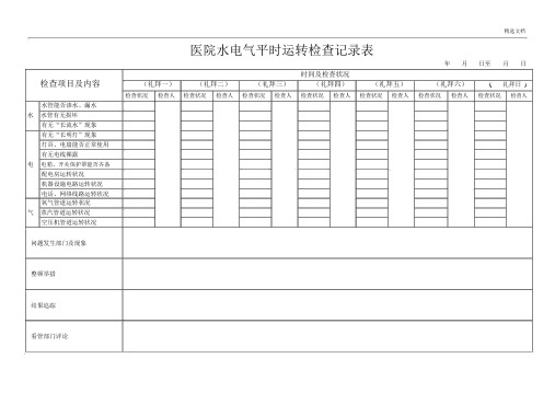 医院水电日常巡查重点学习记录表格