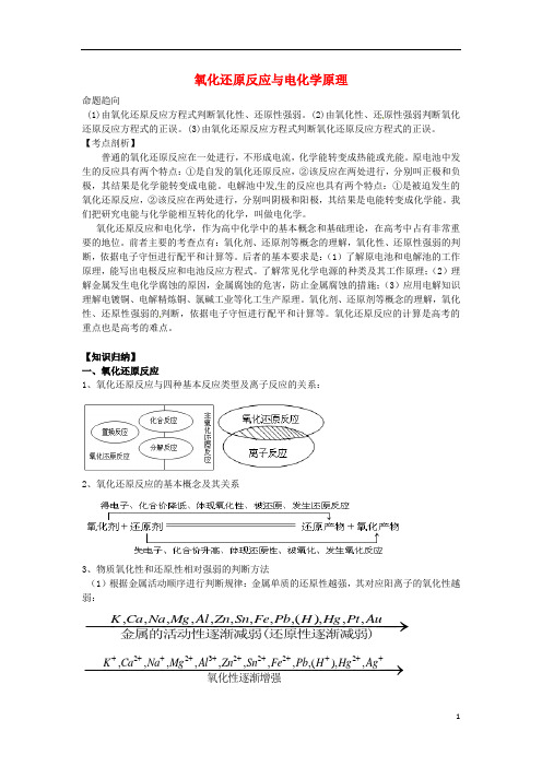 2017年高考化学最后冲刺复习氧化还原反应与电化学原理20170531222