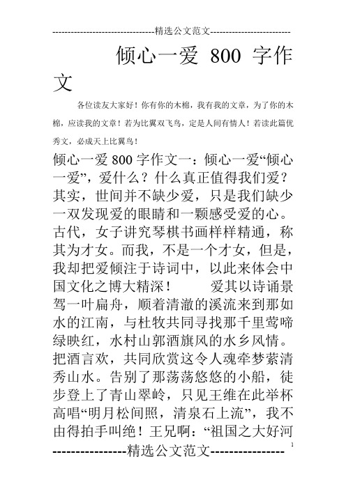 倾心一爱800字作文