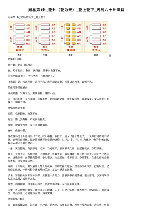 周易第1卦_乾卦（乾为天）_乾上乾下_周易六十卦详解