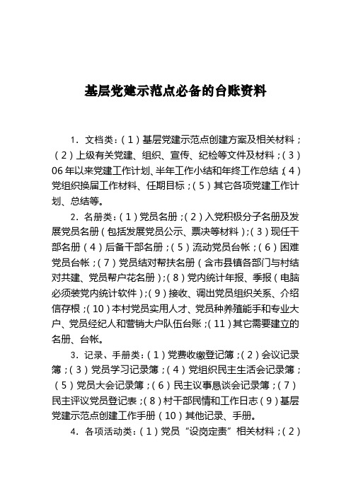 2009基层党建示范点所需台账资料