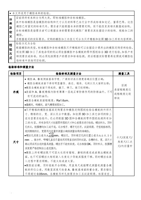 模具来料检验标准及测量方法