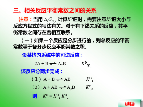 (三)相关反应平衡常数之间的关系