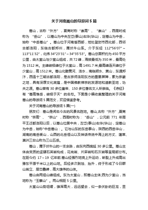 关于河南嵩山的导游词5篇