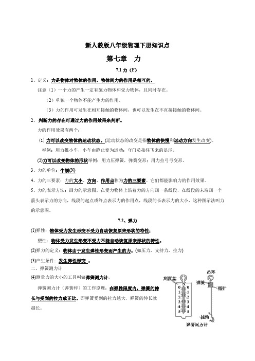 新人教版8年级下册物理知识点汇总(13页)