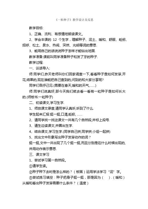 《一粒种子》教学设计及反思