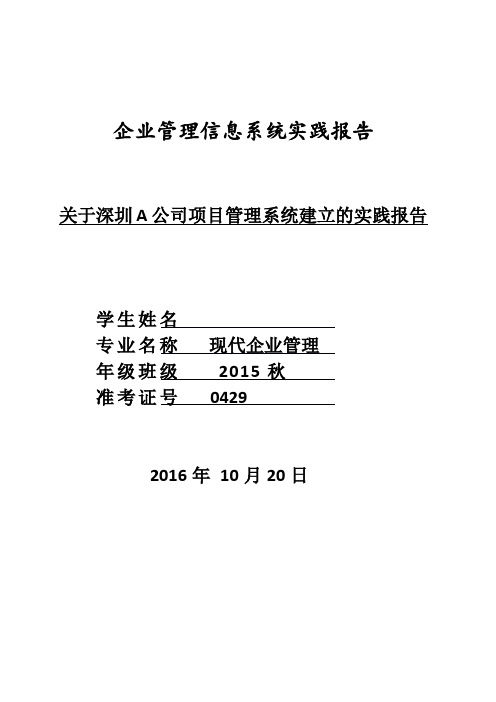 企业管理信息系统实践报告