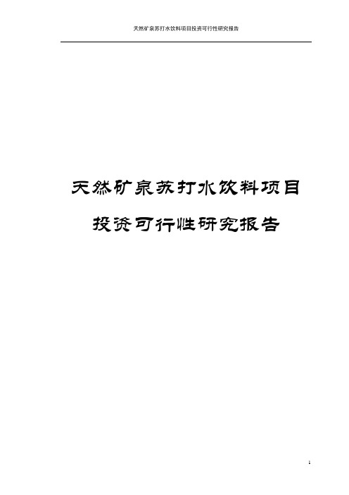 天然矿泉苏打水饮料项目投资可行性研究报告