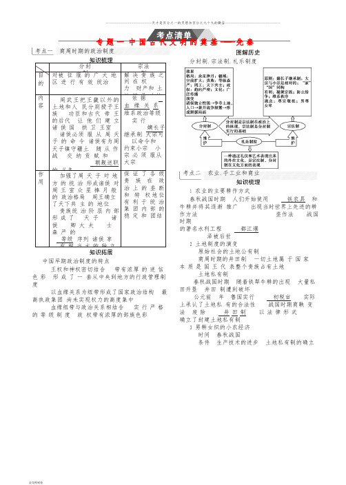 高考历史总复习 专题一 中国古代文明的奠基——先秦学案