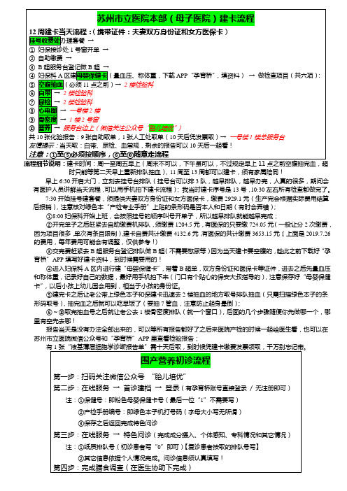 苏州市立医院本部(母子医院)建卡流程及围产营养初诊流程