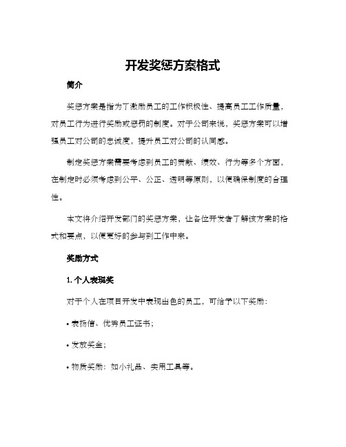 开发奖惩方案格式