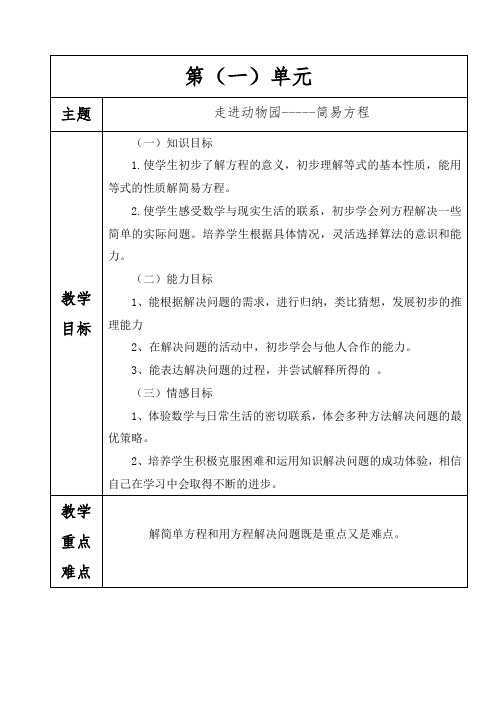 青岛版四年级下册数学第一单元备课