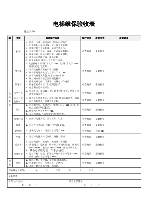 电梯验收表