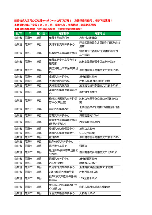 2020新版山东省菏泽市单县汽车保养工商企业公司商家名录名单联系电话号码地址大全38家