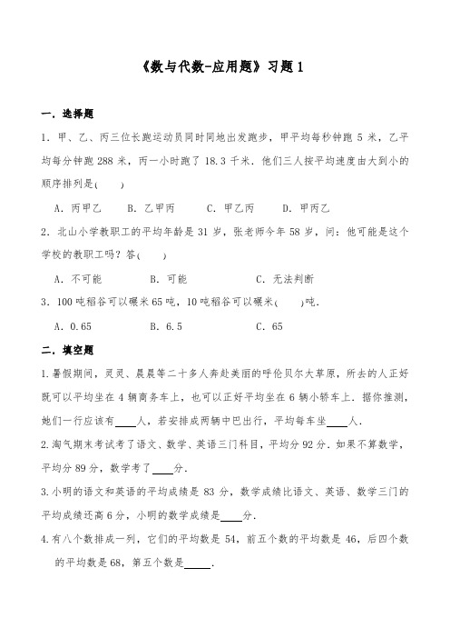 苏教版六年级数学下册试题一课一练《数与代数-应用题》习题1【含答案】