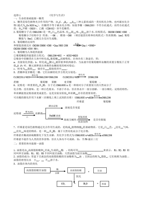 人教版化学选修1《化学与生活》知识点(全)