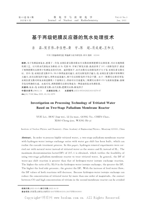 基于两级钯膜反应器的氚水处理技术
