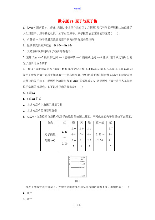 高考物理一轮复习 第十二章 微专题79 原子与原子核练习(含解析)教科版-教科版高三全册物理试题