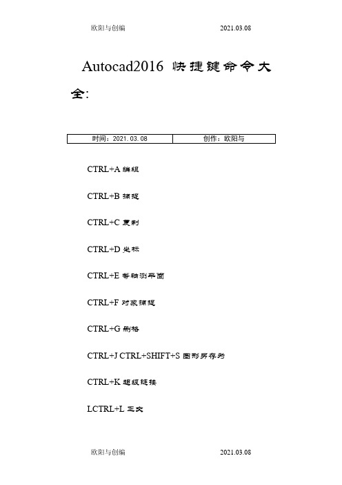 CAD2016快捷键命令大全快捷键技巧之欧阳与创编