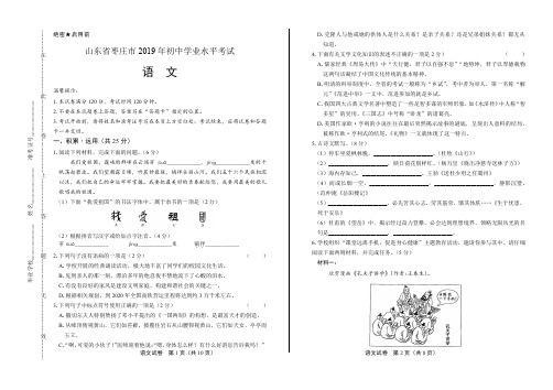 2019年山东省枣庄市中考语文试卷有答案