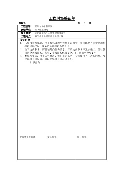 抽水工程签证单