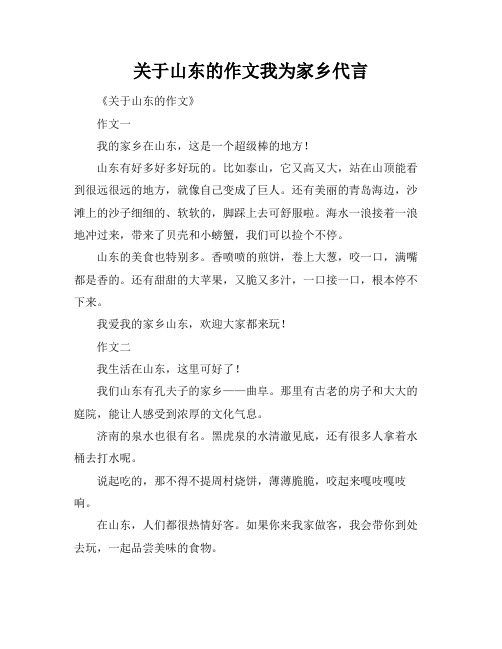 关于山东的作文我为家乡代言