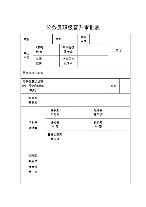 公务员职级晋升审批表