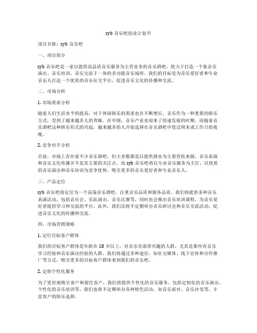 syb音乐吧创业计划书