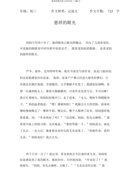 慈爱的目光作文初中初三700字