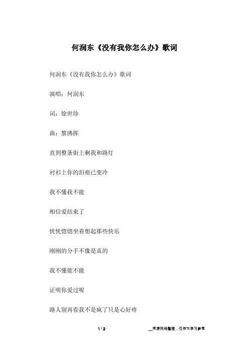 何润东《没有我你怎么办》歌词