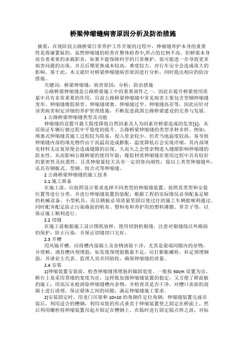 桥梁伸缩缝病害原因分析及防治措施