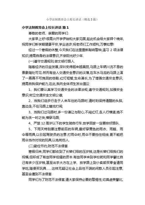 小学法制教育会上校长讲话（精选3篇）