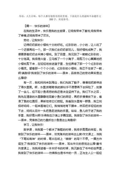 什么的滋味半命题作文800字