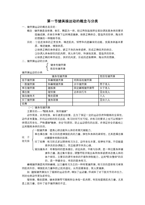 健美操运动的概念分类